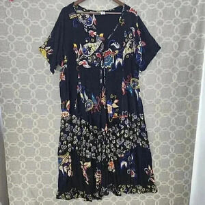 Anna Maxwell Rayon Plus Size Women's 3X Tunic Maxi Dress Paisley Print